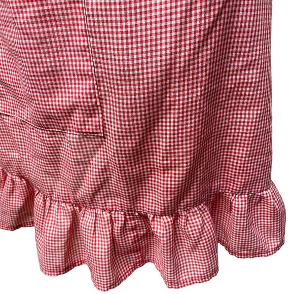 Vintage Half Full Apron Kitchen 40s 50s Red White Gingham Pockets Novelty u - Picture 4 of 4